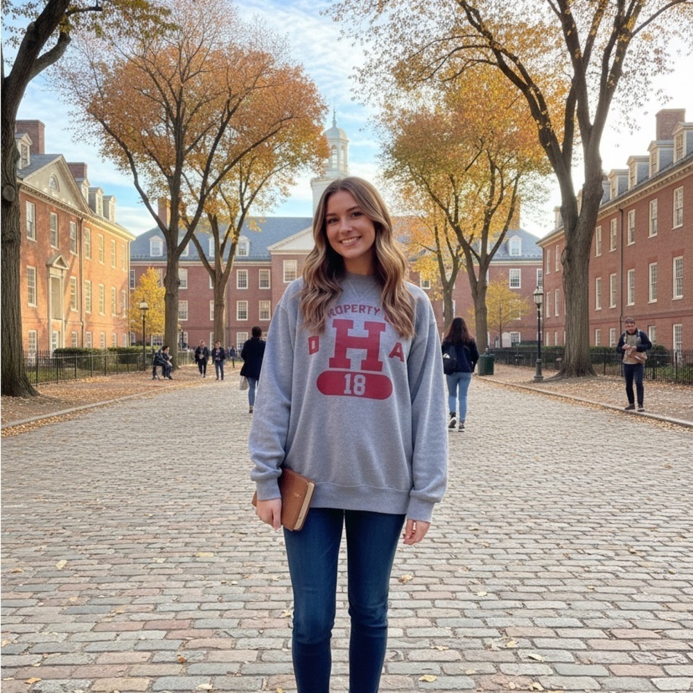 Harvard Gray Graphic Sweatshirt for Women, size medium